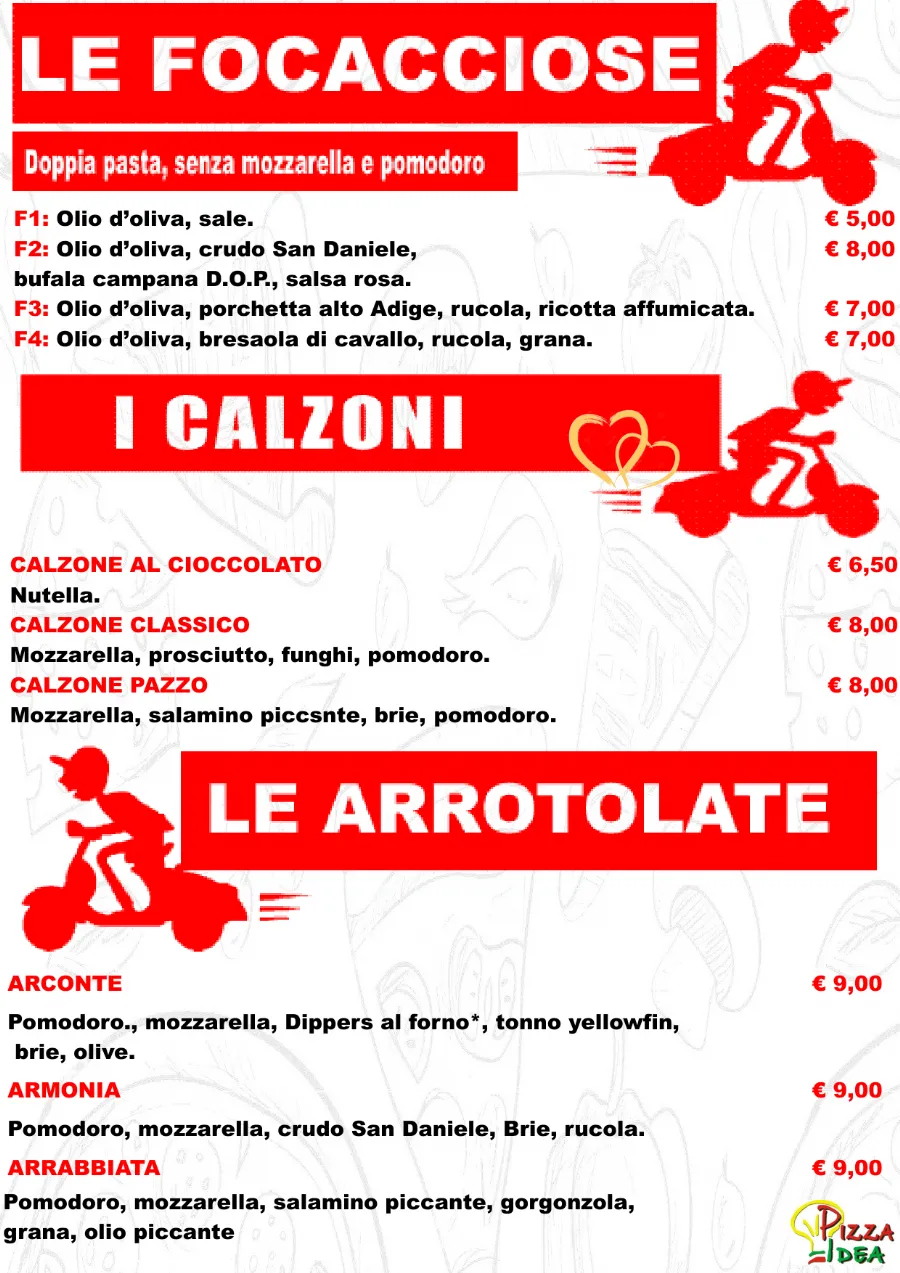 Listino online : Menu Nuovo listino Pizzaidea Ceggia